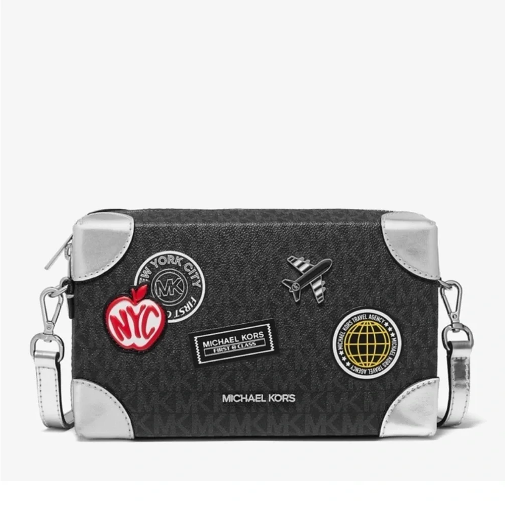 Michael Kors Jeanie Small Embellished Signature Logo Crossbody Bag Black
